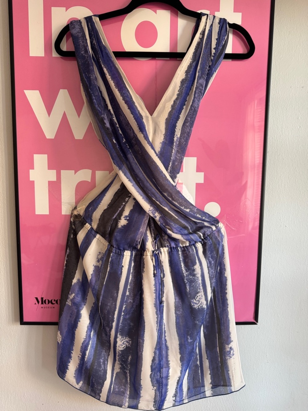 Banana Republic Blue and White Striped Cross-Back Mini Dress